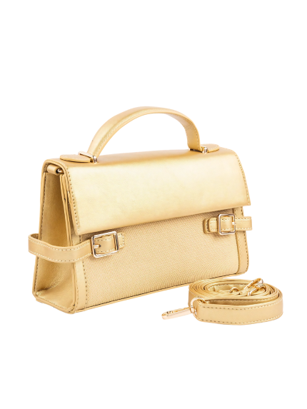 Gold Mini Top Handle Satchel Bag for Women