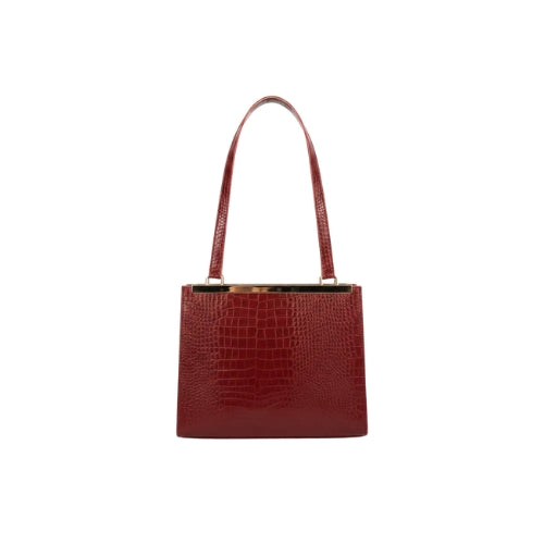 Zolvique Maroon Croc-Textured Shoulder Bag for Women