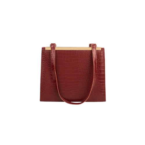 Zolvique Maroon Croc-Textured Shoulder Bag for Women