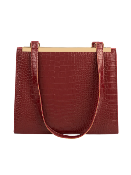 Maroon Croc Texture Shoulder Bag for Women
