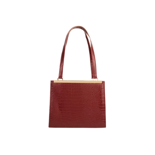 Zolvique Maroon Croc-Textured Shoulder Bag for Women