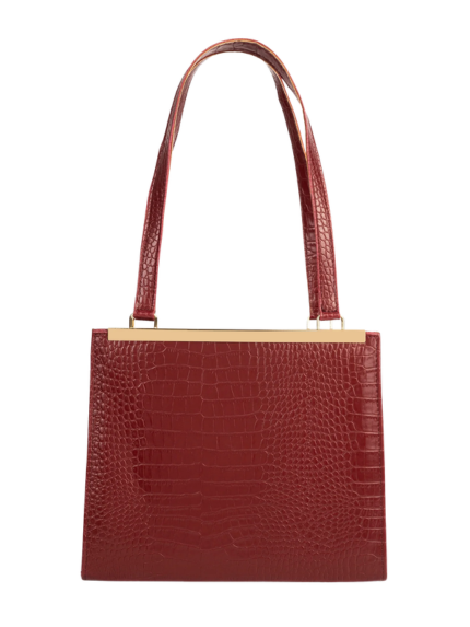 Maroon Croc Texture Shoulder Bag for Women