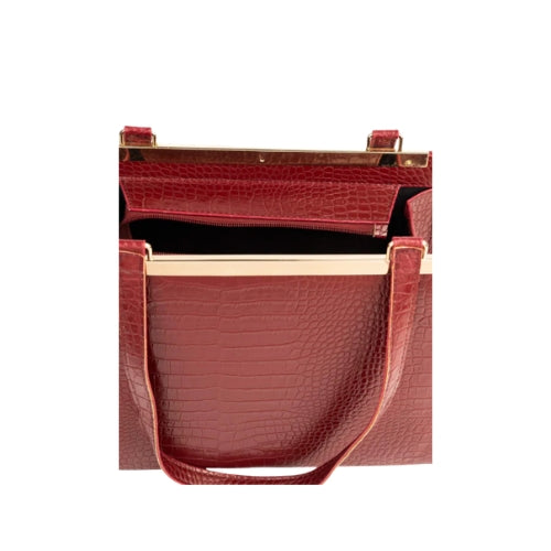 Zolvique Maroon Croc-Textured Shoulder Bag for Women