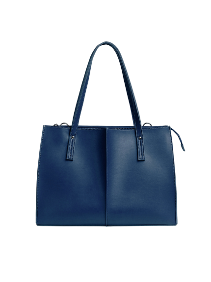 Navy Blue Tote Bag with Crossbody Strap for Women