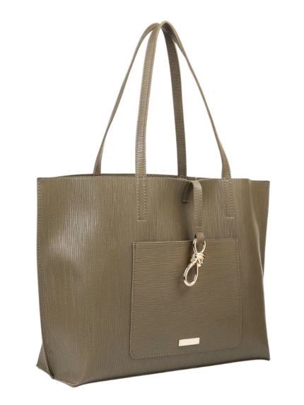 Olive Green Textured Tote Bag for Women