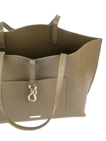 Olive Green Textured Tote Bag for Women