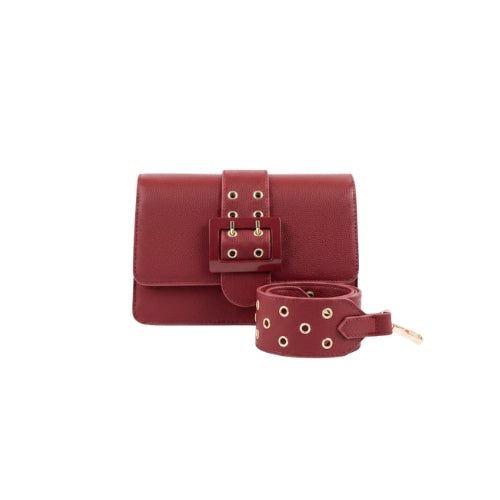 Zolvique Maroon Crossbody Bag with Buckle Strap for Women