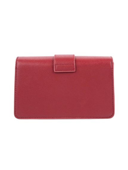 Women's Maroon Crossbody Bag with Buckle Strap & Gold Eyelets